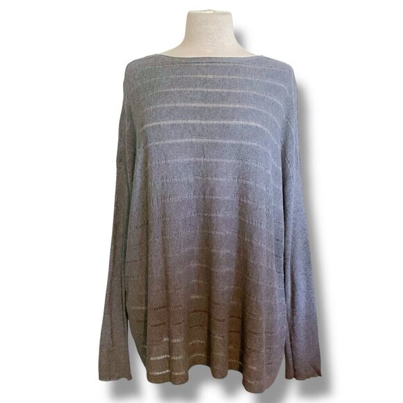 Eileen Fisher Womens Sweater Medium Large Gray Open Knit Minimalist Lagenlook - Picture 1 of 8
